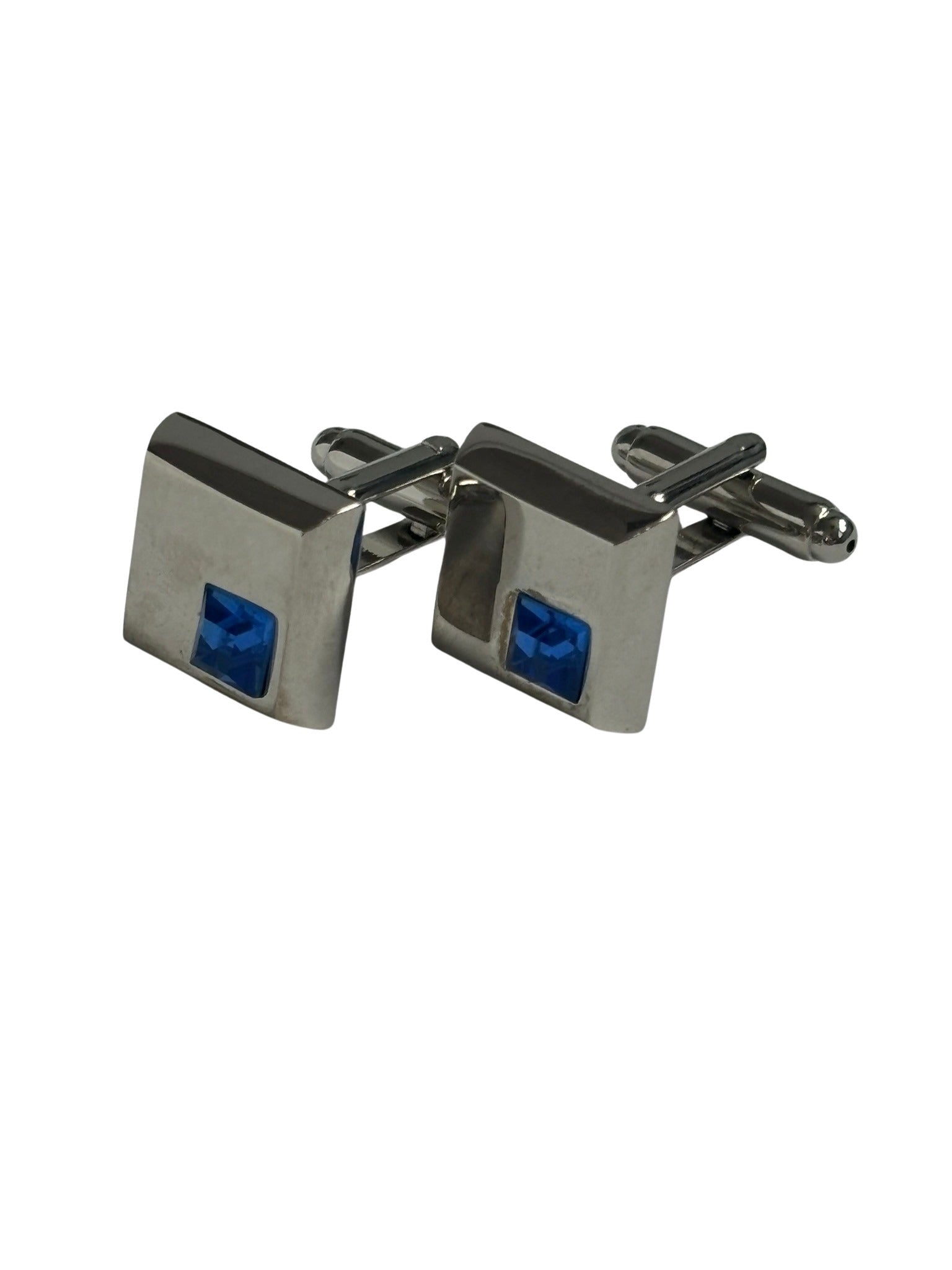 Silver Square Blue Stone Cufflinks