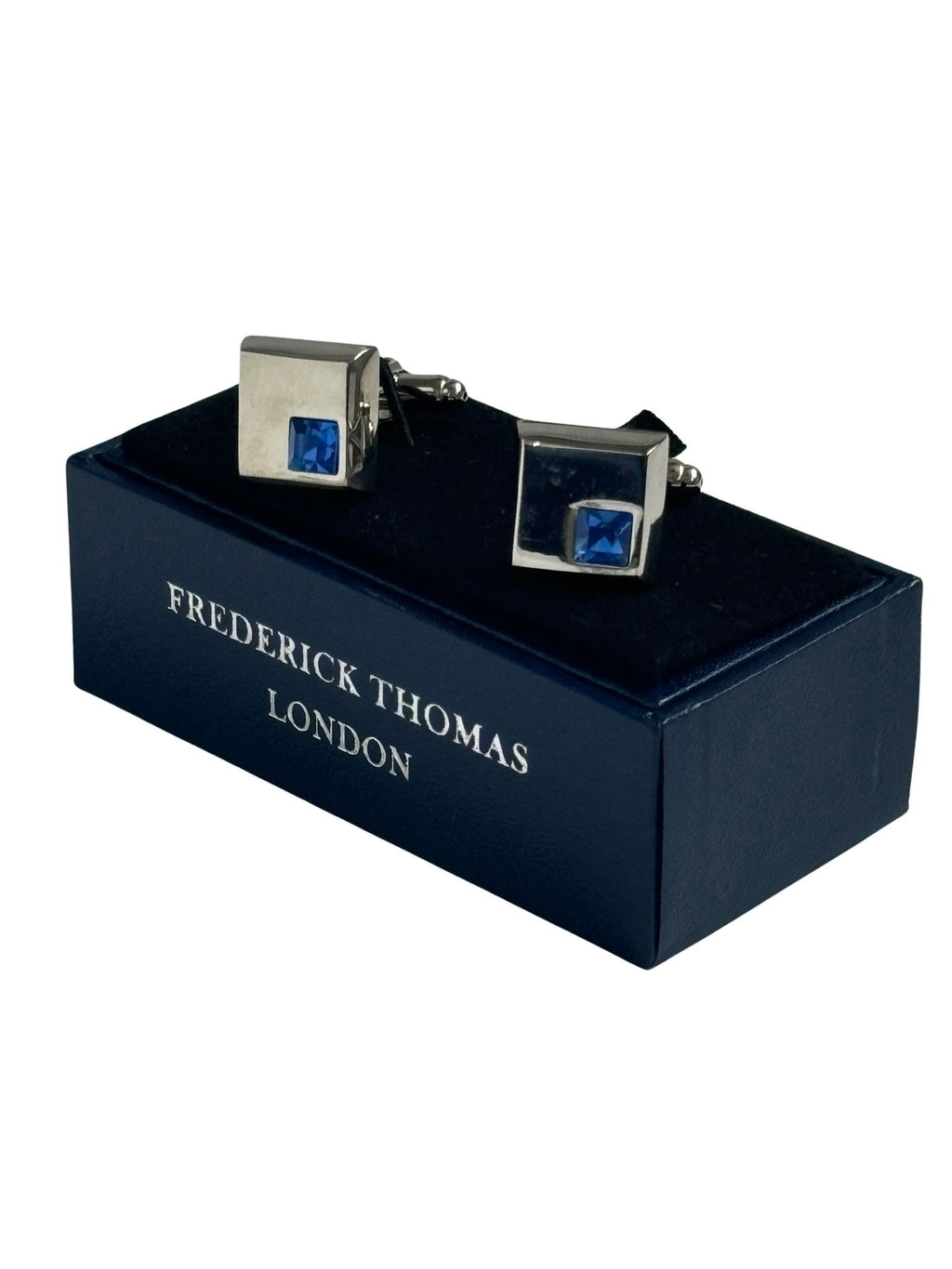 Silver Square Blue Stone Cufflinks