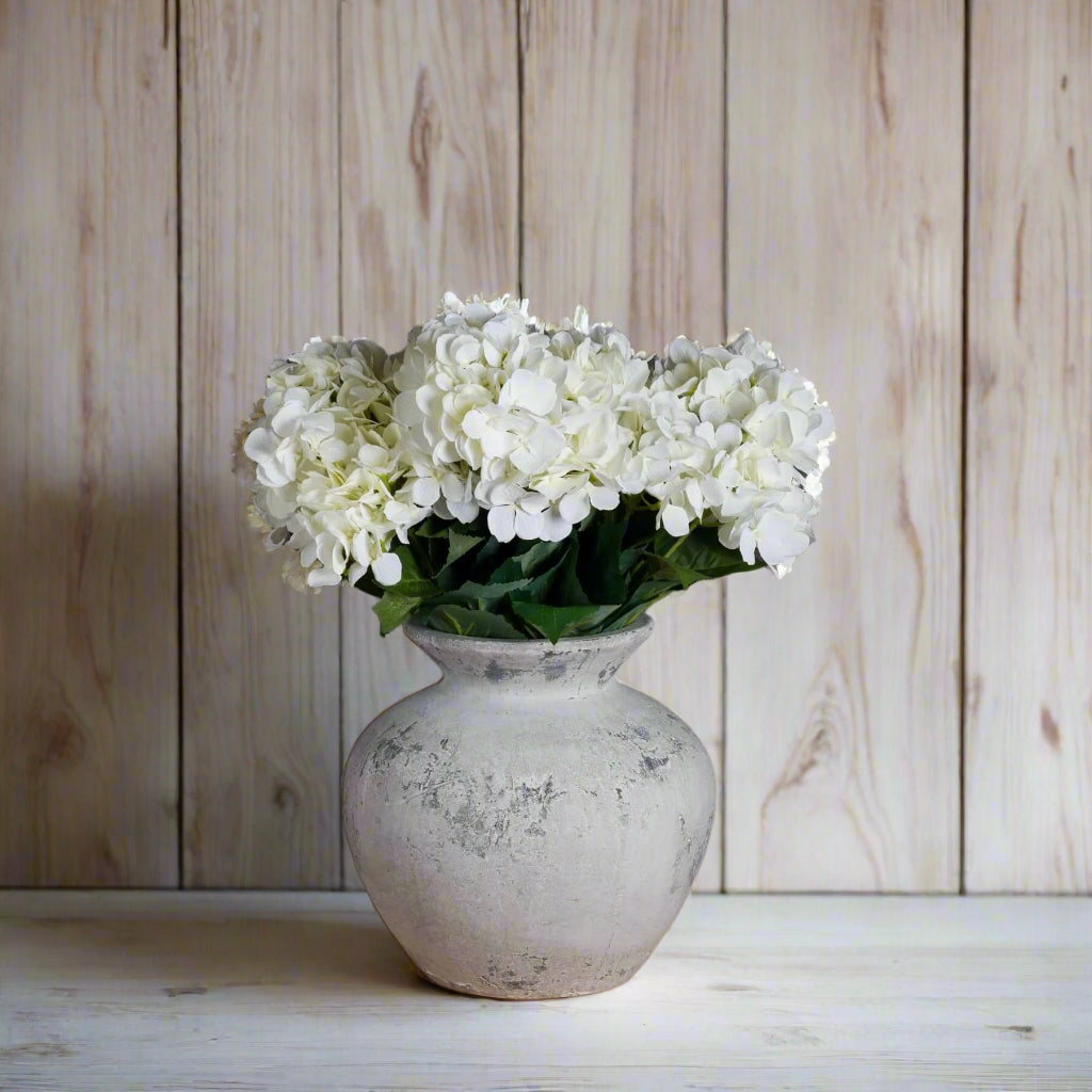 Large antique white ceramic vase with Greek-inspired design, 30cm tall, for floral arrangements and home decor. by sostter at brixbailey.com