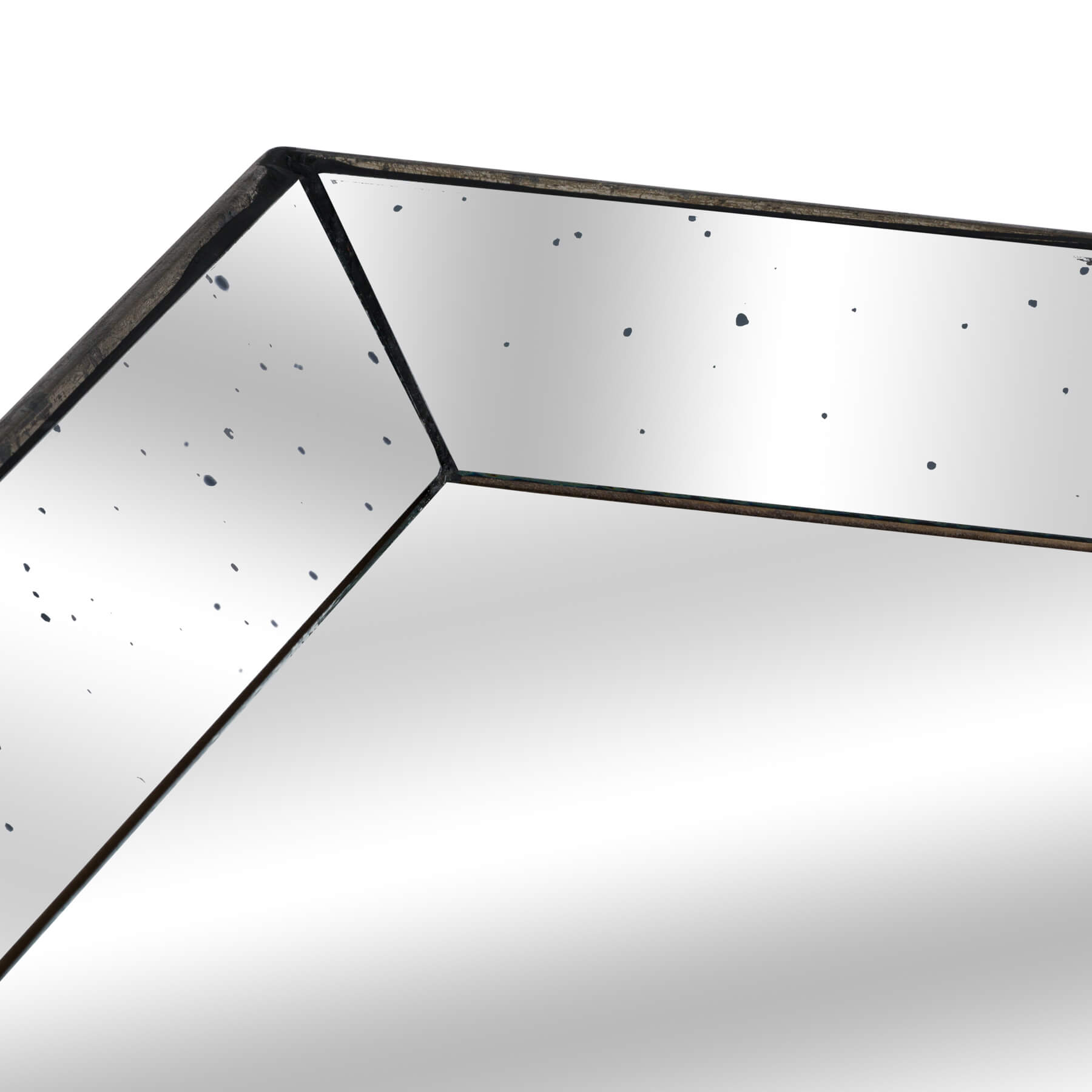 Gold-finished square tray with distressed glass and wooden frame, antique metallic accents for elegant serving or decor. by sostter at brixbailey.com