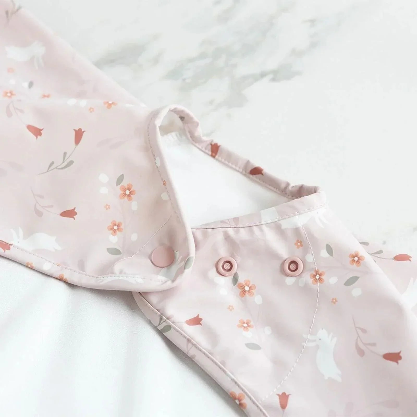 Long Sleeve Coverall Weaning Bib in Botanical Bunnies