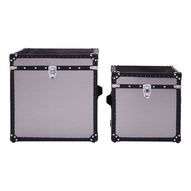 Kensington Townhouse Black And White Genuine Cowhide Storage Trunk Set