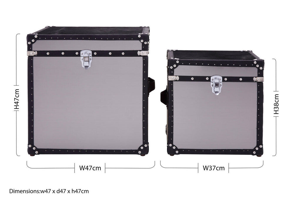 Kensington Townhouse Black And White Genuine Cowhide Storage Trunk Set