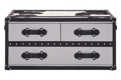 Kensington Townhouse Black And White Genuine Cowhide Coffee Table