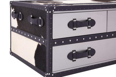 Kensington Townhouse Black And White Genuine Cowhide Coffee Table