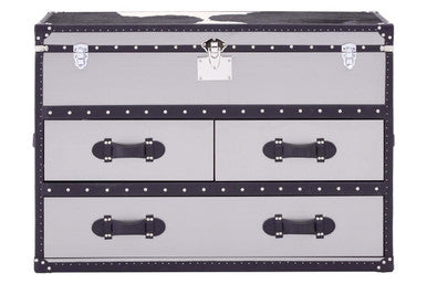 Kensington Townhouse Black And White Genuine Cowhide 3 Drawer Cabinet