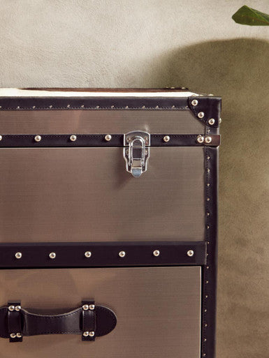 Kensington Townhouse Black And White Genuine Cowhide 3 Drawer Cabinet