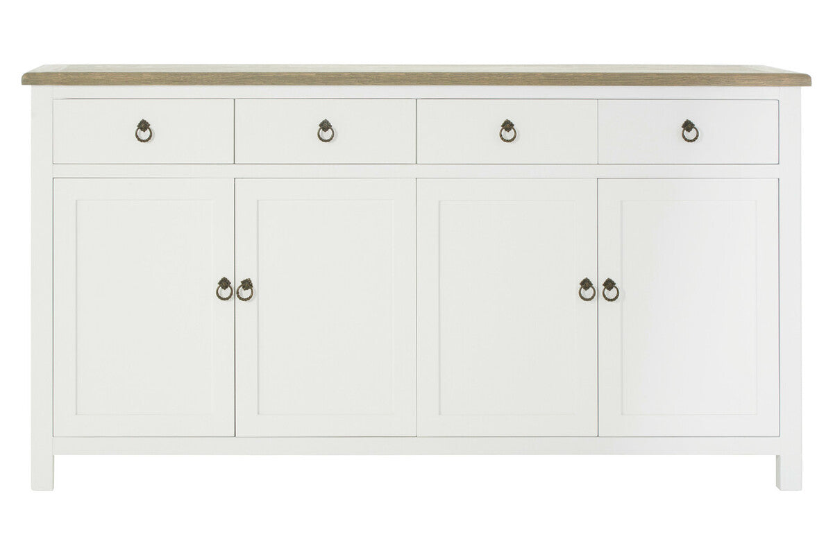 Four Door Sideboard in White and Oak