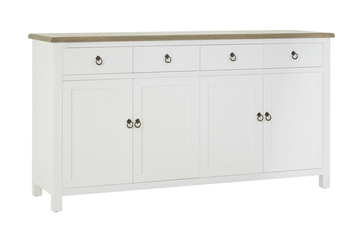 Four Door Sideboard in White and Oak