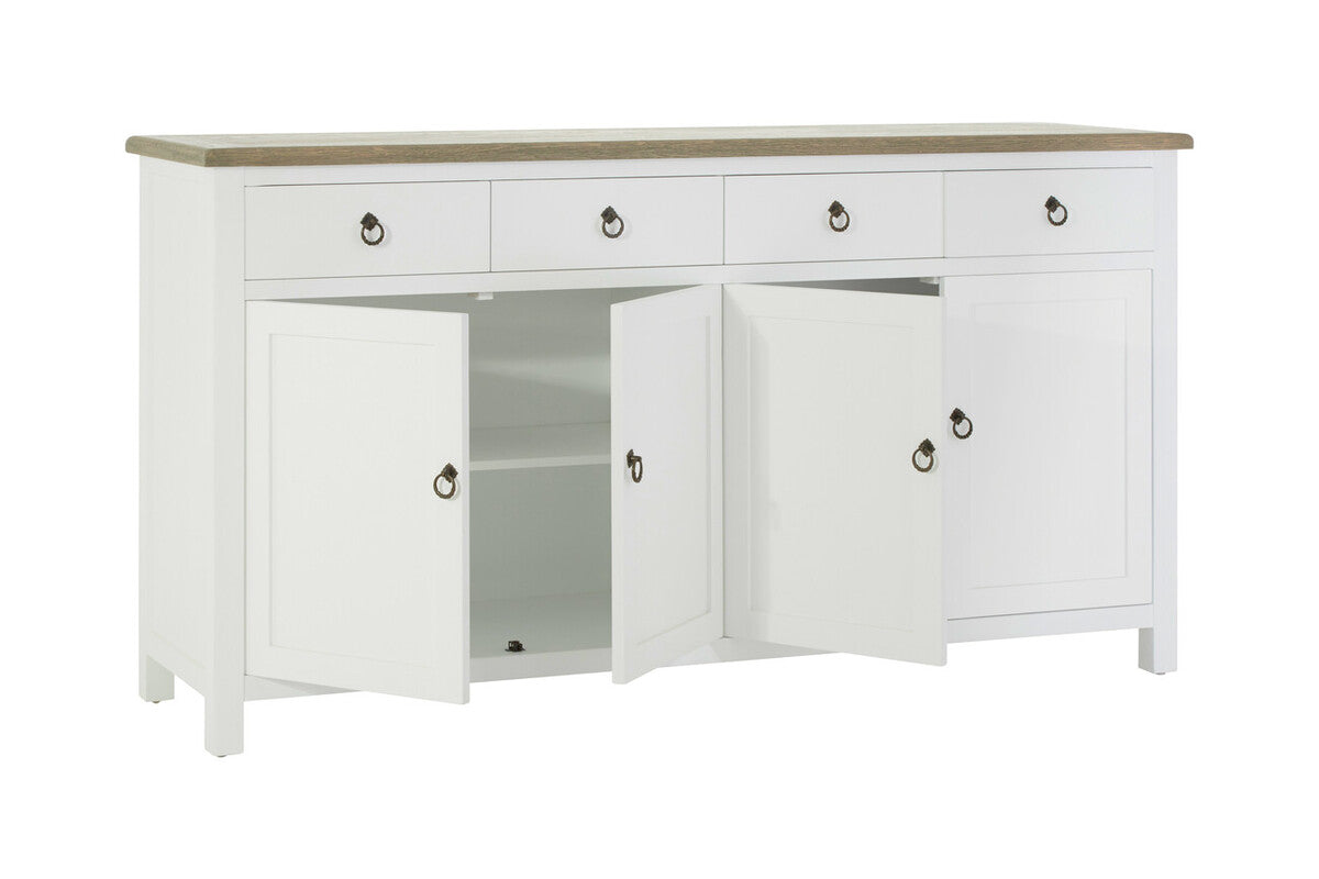 Four Door Sideboard in White and Oak