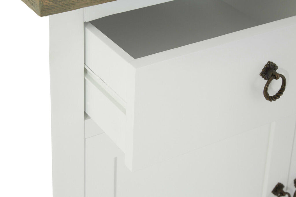 Four Door Sideboard in White and Oak