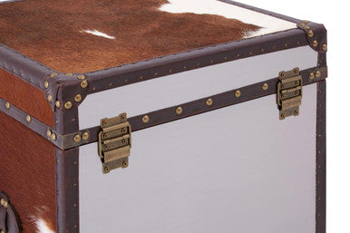 Kensington Townhouse Brown And White Genuine Cowhide Storage Trunk Set
