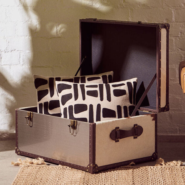 Kensington Townhouse Brown And White Genuine Cowhide Storage Trunk