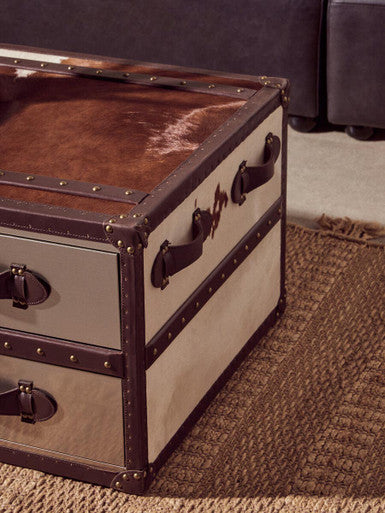 Kensington Townhouse Brown And White Genuine Cowhide Coffee Table
