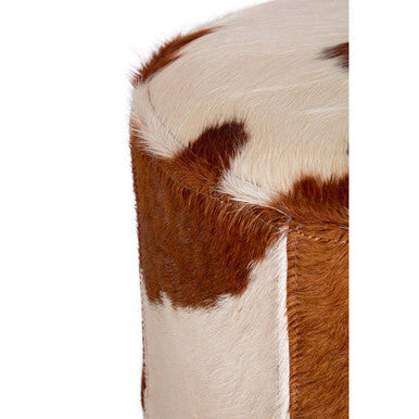 Kensington Townhouse Brown And White Cowhide Hair on Leather Stool