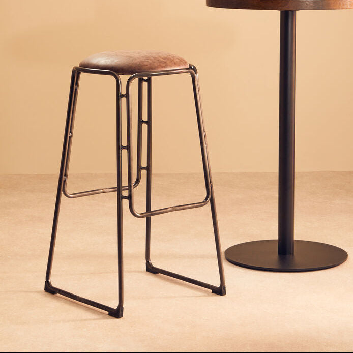 Mocha Bar Stool with Gunmetal Legs