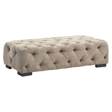 Natural Fabric Tufted Rectangular Footstool