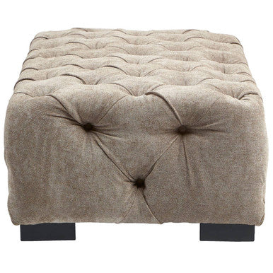 Natural Fabric Tufted Rectangular Footstool