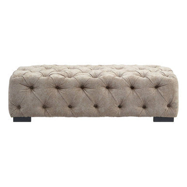 Natural Fabric Tufted Rectangular Footstool