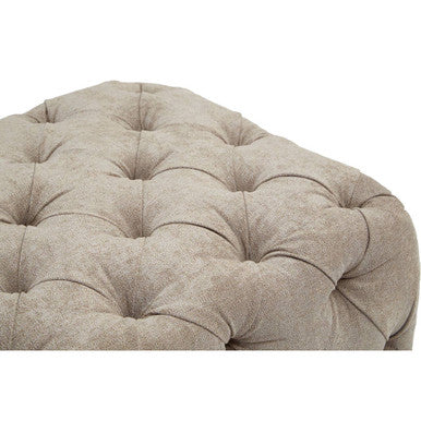 Natural Fabric Tufted Rectangular Footstool