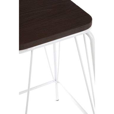White Metal and Elm Wood Counter Stool