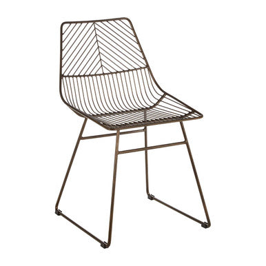Bronze Metal Wire Chair with Tapered Legs