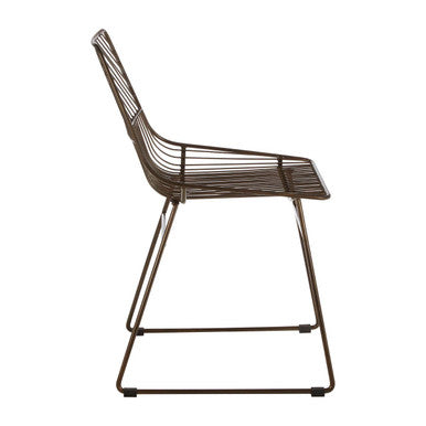 Bronze Metal Wire Chair with Tapered Legs