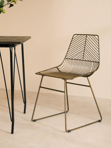 Bronze Metal Wire Chair with Tapered Legs