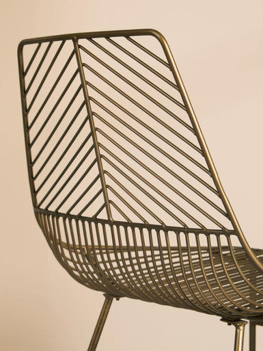 Bronze Metal Wire Chair with Tapered Legs