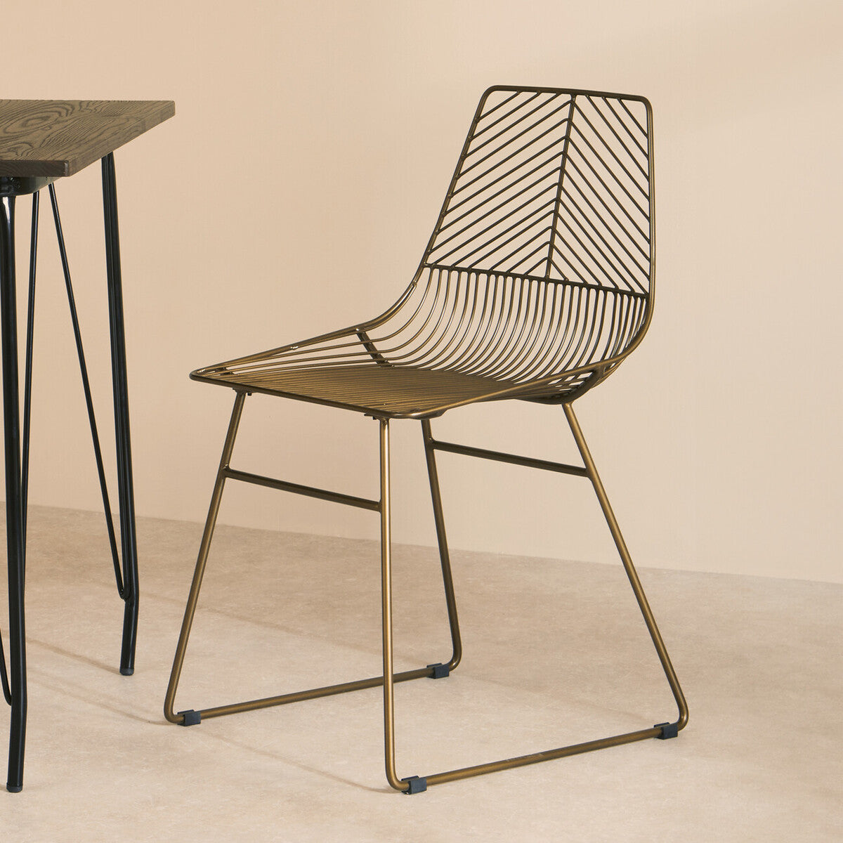 Bronze Metal Wire Chair with Tapered Legs