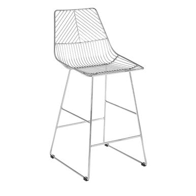 Chrome Metal Wire Tapered Bar Chair