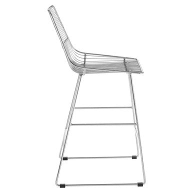 Chrome Metal Wire Tapered Bar Chair