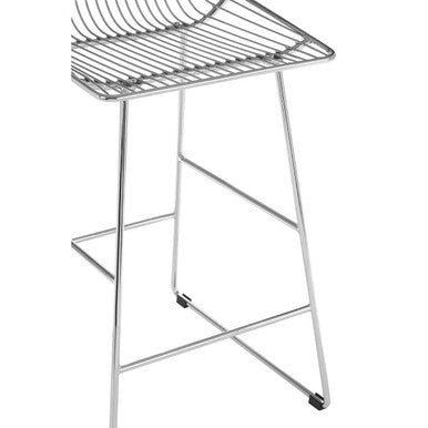 Chrome Metal Wire Tapered Bar Chair