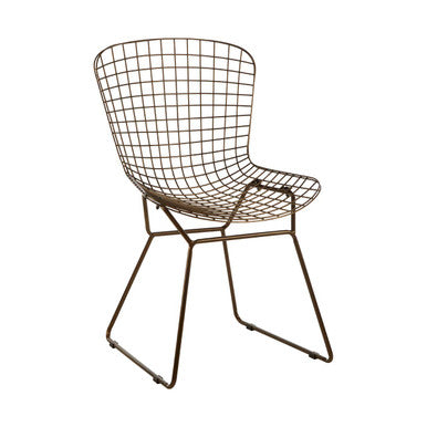 Bronze Metal Grid Wire Chair