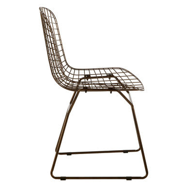 Bronze Metal Grid Wire Chair