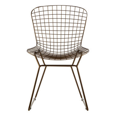 Bronze Metal Grid Wire Chair