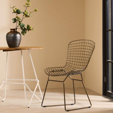 Bronze Metal Grid Wire Chair
