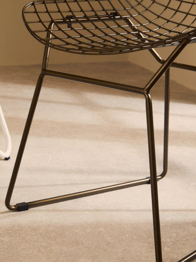 Bronze Metal Grid Wire Chair