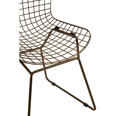 Bronze Metal Grid Wire Chair