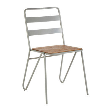 Grey Metal and Elm Wood Dining Chair