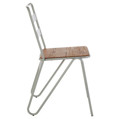 Grey Metal and Elm Wood Dining Chair
