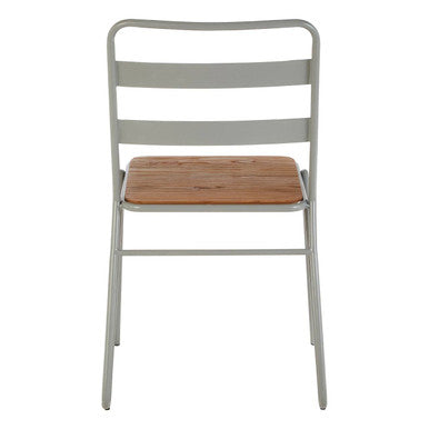Grey Metal and Elm Wood Dining Chair