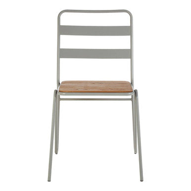 Grey Metal and Elm Wood Dining Chair