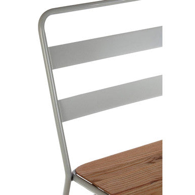 Grey Metal and Elm Wood Dining Chair