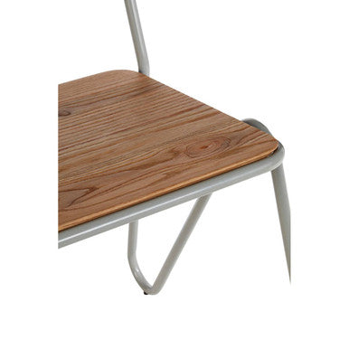 Grey Metal and Elm Wood Dining Chair