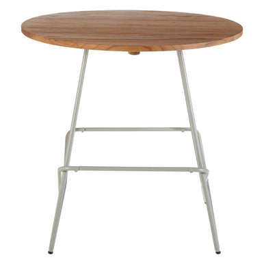 Grey Metal and Natural Elm Wood Round Dining Table