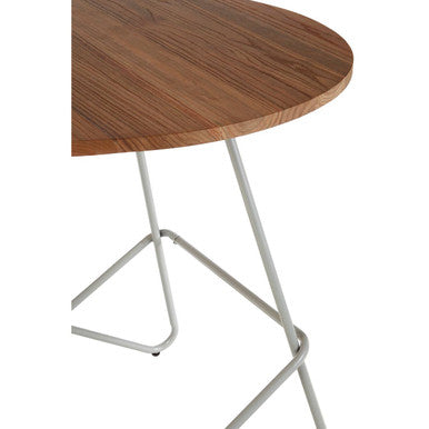 Grey Metal and Natural Elm Wood Round Dining Table