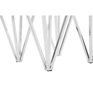 Clear Tempered Glass Coffee Table with Chrome Triangular Metal Legs