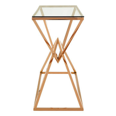 Rose Gold Console Table with Tempered Glass Top