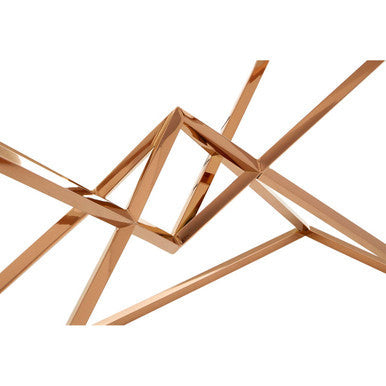 Rose Gold Console Table with Tempered Glass Top